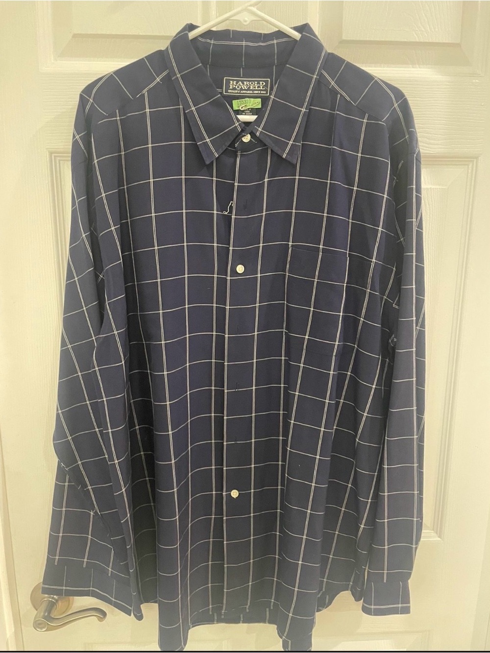Harold Powell Navy Windowpane Dress Shirt